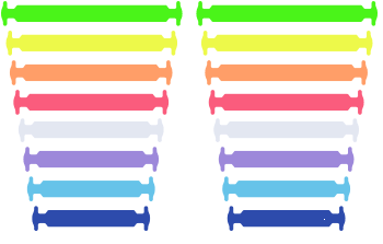 Косі, силіконові шнурки (АнтиШнурки) для кросівок і кедів, 16 шт. (Довжина: від 38мм до 68мм)