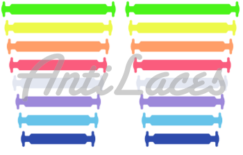 Косі, силіконові шнурки (АнтиШнурки) для кросівок і кедів, 16 шт. (Довжина: від 38мм до 68мм)